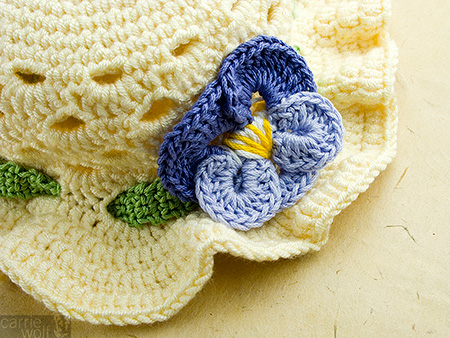 Carrie Wolf - Toddler Easter Crochet Bonnet with Pansy