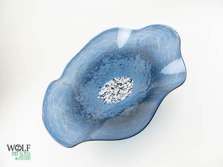 Wolf Art Glass Denim Blue Blown Glass Poppy Wall Art Sculpture