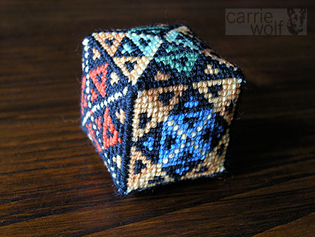 Carrie Wolf Needlepoint Pincushion Cube