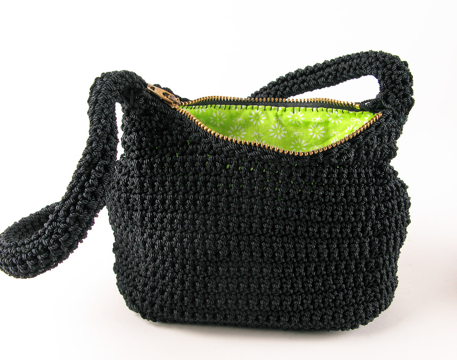 Handmade Black Silver Crochet Handbag | Anthos
