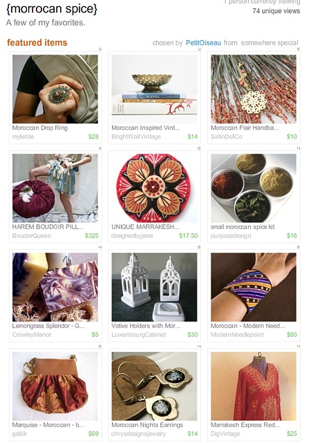 Etsy Treasury front page