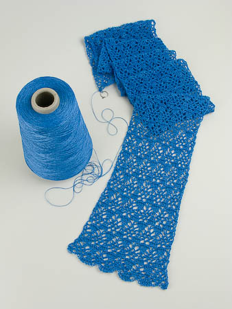 Blue Bamboo Crochet Lace Scarf