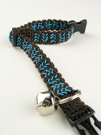 Chocolate Turquoise Chevron Crochet Cat Collar
