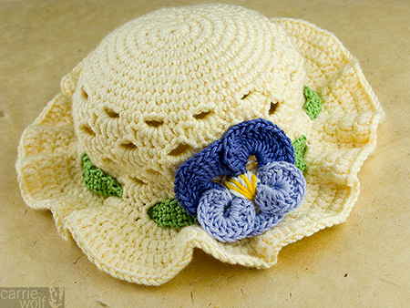 Carrie Wolf - Toddler Easter Crochet Bonnet with Pansy