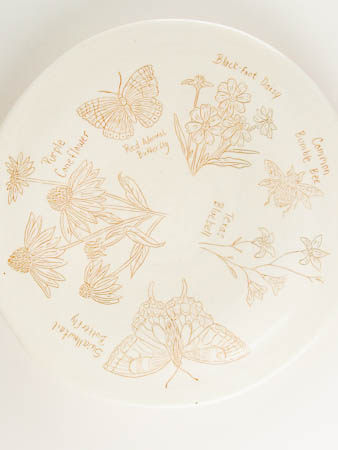 Central Texas Flora and Fauna Pottery Art Plate