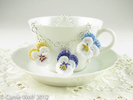 Carrie Wolf - Crochet Pansy Bride Bridesmaid necklace
