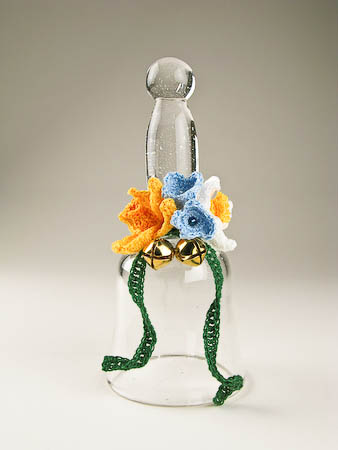 Handblown Glass Bell Spring Crochet Posy