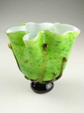 Spring Green Blown Glass Art Flower Vase