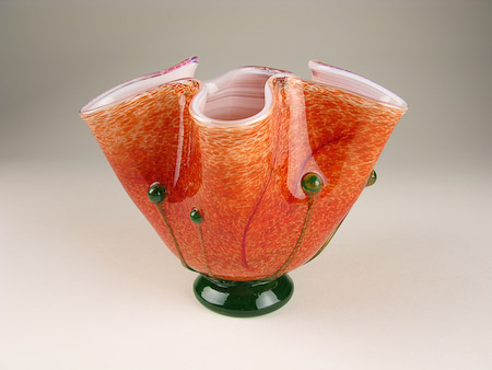 Grenadine Blown Glass Art Flower Vase