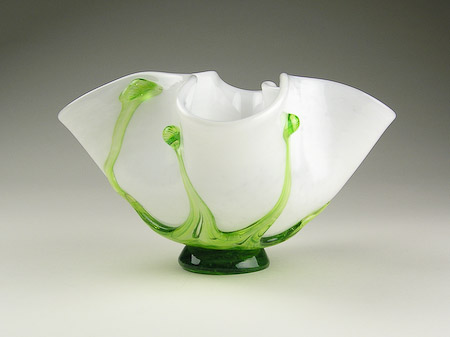 White Blown Glass Art Flower Vase